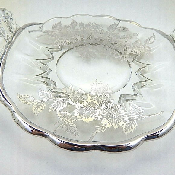 Silver City Overlay Glass Springtime Rolled Edge Candy Dish - Picture 4 of 11
